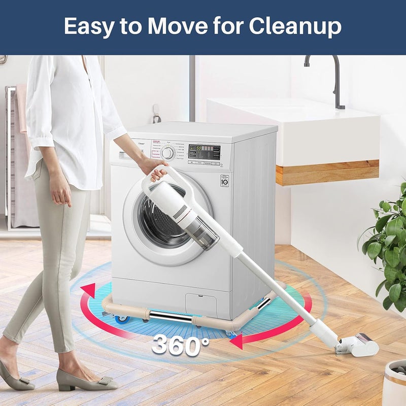 SPACECARE Mini Fridge Stand Furniture Dolly Mobile Roller with 4 Locking Wheels-Base Adjustable Refrigerator Washing Machine Stand Moving Cart- Appliance Dolly Cart Roller Pedestal - Off White - Image 5